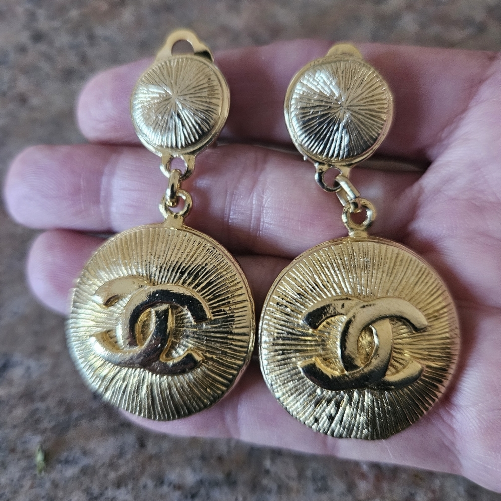 Chanel CC Medallion drop earrings